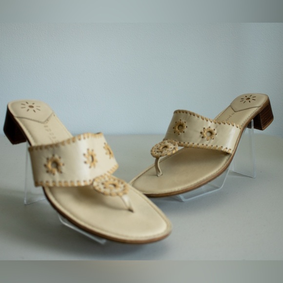 Apostrophe Jaclyn Cream Leather Sandals Floral Whipstitch Women’s Shoes Size 8 - Picture 4 of 10